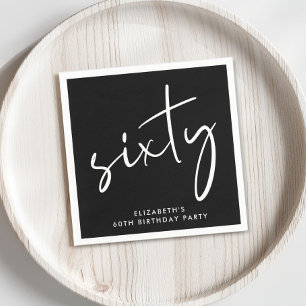Chic 60th Birthday Party Black Napkin