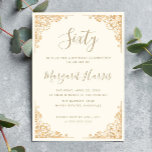 Chic 60th Sixty Gold Frame Cream Birthday Invitation<br><div class="desc">Chic 60th Sixty Gold Frame Cream Birthday</div>