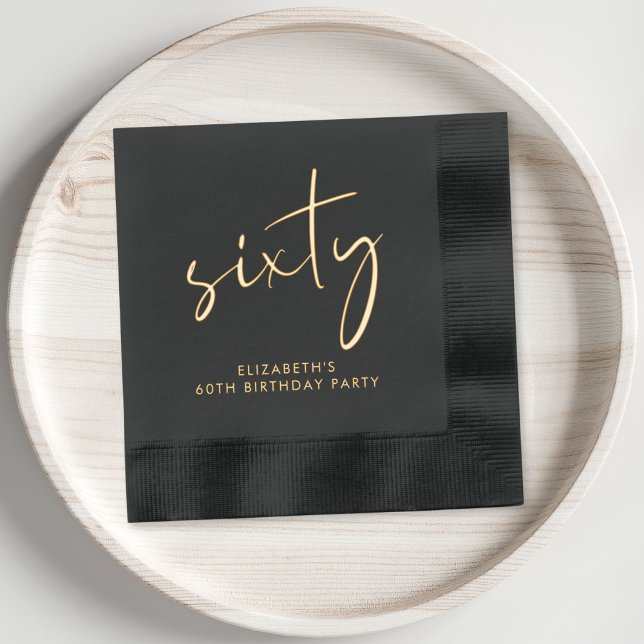 Chic 70th Birthday Party Foil Napkins (Elevate your 60th birthday party decor with these chic and elegant foil stamped napkins)