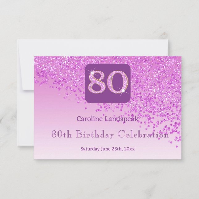 Chic 80 Birthday Pink Glitter RSVP (Front)