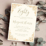 Chic 80th Eighty Gold Frame Cream Birthday Invitation<br><div class="desc">Chic 80th Eighty Gold Frame Cream Birthday</div>