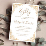 Chic 80th Eighty Gold Frame White Birthday Invitation<br><div class="desc">Chic 80th Eighty Gold Frame White Birthday</div>