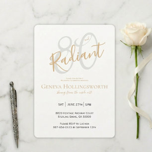 Chic 80th Silver Gold Typography Birthday Tribute Invitation