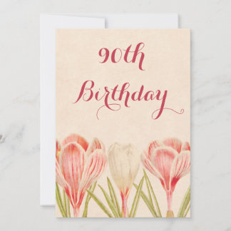 Chic 90th Birthday Spring Crocuses Invitation
