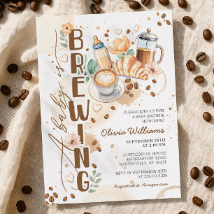 Chic A Baby Is Brewing Coffee Brunch Baby Shower Invitation