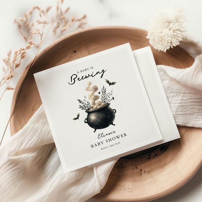 Chic 'a Baby is Brewing' Halloween Baby Shower  Napkin (Creator Uploaded)