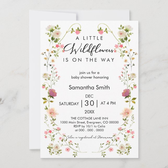 Chic A Little Wildflower Girl Baby Shower Invitation (Front)