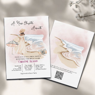 Chic 'A New Chapter Awaits' QR Code Bridal Shower Invitation
