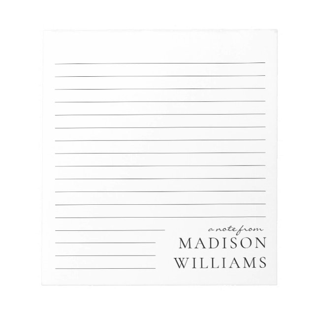 Chic A Note From Script Typography Lined Notepads (Front)
