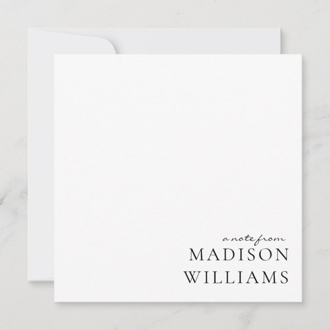 Chic A Note From Script Typography Note Card (Front)