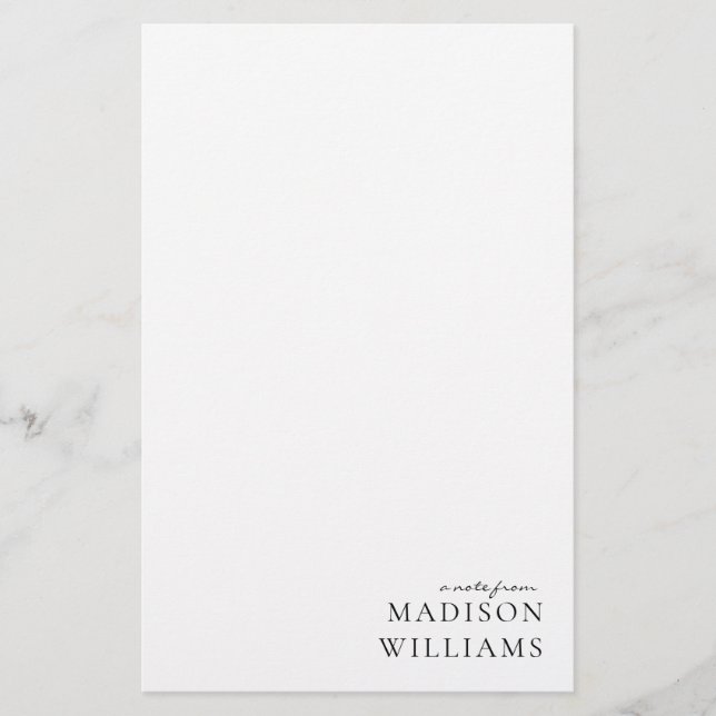 Chic A Note From Script Typography Stationery (Front)