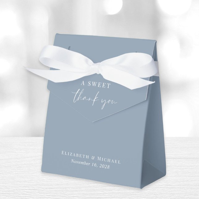 Chic A Sweet Thank You Dusty Blue Wedding Favour Box (Creator Uploaded)