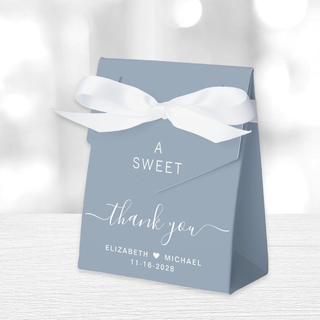 Chic A Sweet Thank You Dusty Blue Wedding Favour Box (Creator Uploaded)