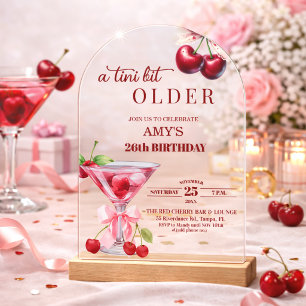 Chic A Tini Bit Older Cherry Martini 26th Birthday Acrylic Invitations