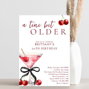 Chic A Tini Bit Older Cherry Martini 30th Birthday Invitation
