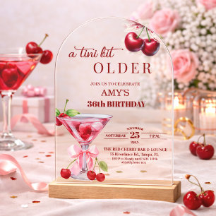 Chic A Tini Bit Older Cherry Martini 36th Birthday Acrylic Invitations