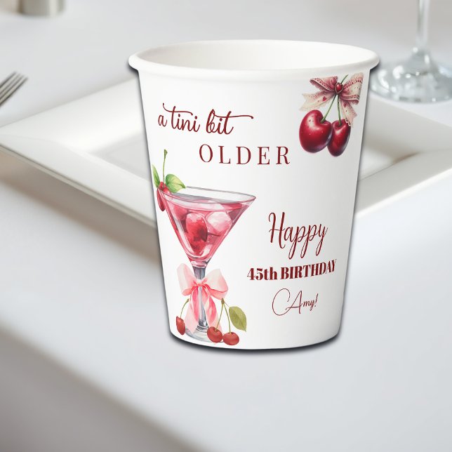 Chic A Tini Bit Older Cherry Martini 45th Birthday Paper Cups (Creator Uploaded)