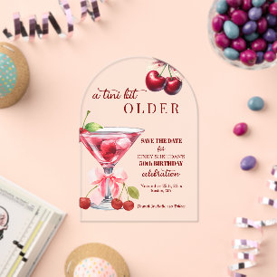 Chic A Tini Bit Older Cherry Martini 50th Birthday Acrylic Invitations