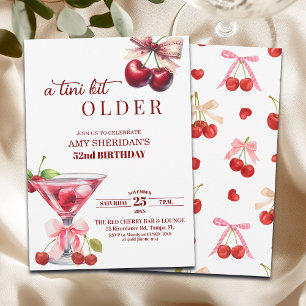 Chic A Tini Bit Older Cherry Martini 52nd Birthday Invitation