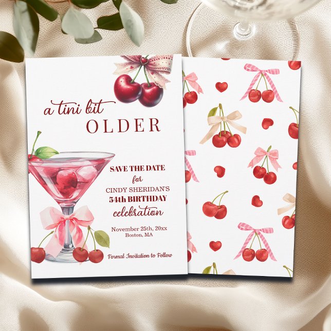 Chic A Tini Bit Older Cherry Martini 54th Birthday Save The Date (Creator Uploaded)