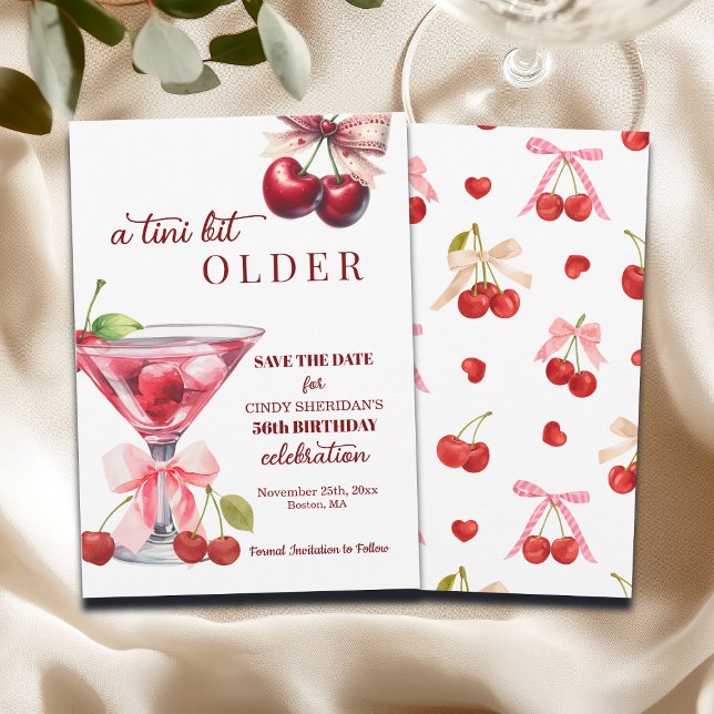 Chic A Tini Bit Older Cherry Martini 56th Birthday Save The Date (Creator Uploaded)