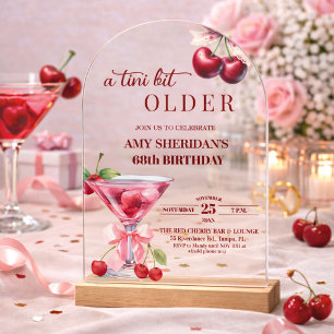 Chic A Tini Bit Older Cherry Martini 68th Birthday Acrylic Invitations