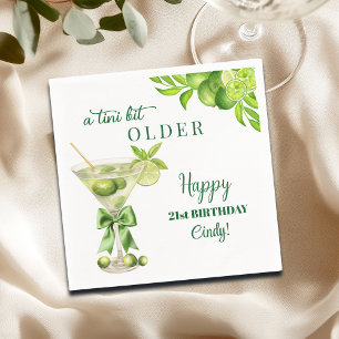 Chic A Tini Bit Older Lime Martini 21st Birthday Napkin