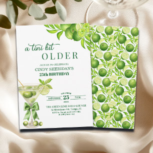 Chic A Tini Bit Older Lime Martini 25th Birthday Invitation