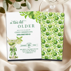Chic A Tini Bit Older Lime Martini 28th Birthday Invitation