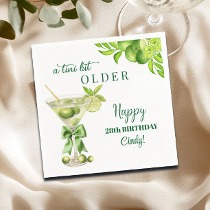 Chic A Tini Bit Older Lime Martini 28th Birthday Napkin