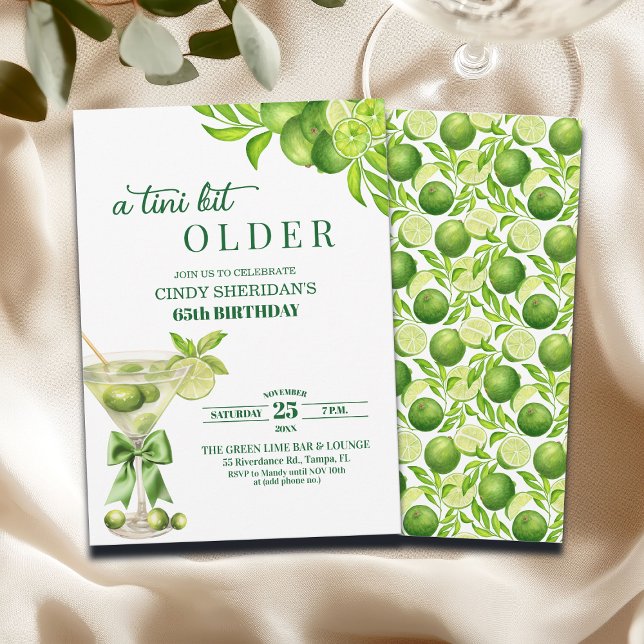 Chic A Tini Bit Older Lime Martini 65th Birthday Invitation (Creator Uploaded)