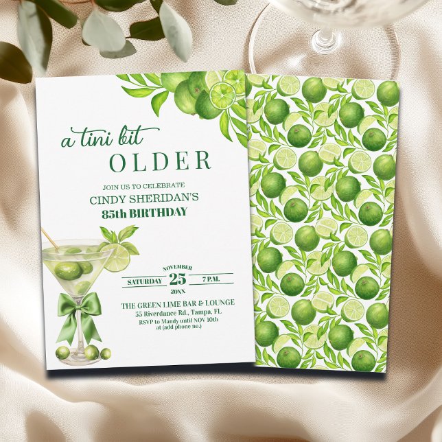 Chic A Tini Bit Older Lime Martini 85th Birthday Invitation (Creator Uploaded)