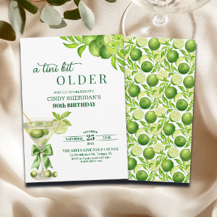 Chic A Tini Bit Older Lime Martini 90th Birthday Invitation