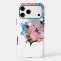 Chic Abstract alcohol ink ART blue pink gold white