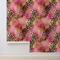 Chic Abstract Black Gold Pink Leopard  