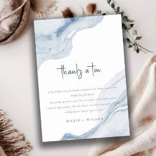 Chic Abstract Blue Sea Coastal Beach Wedding Thank You Card