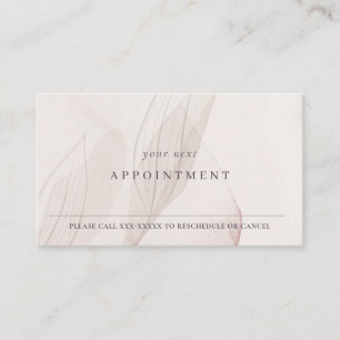 Chic Abstract Blush Watercolor Foliage Appointment Business Card