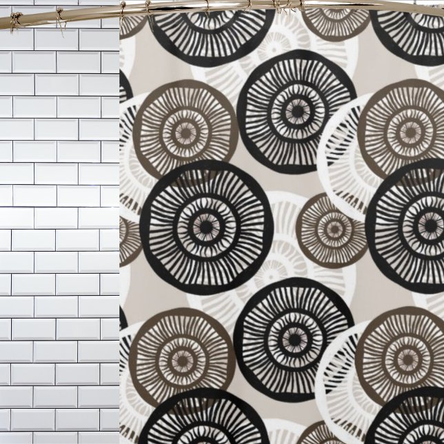 Chic Abstract Circle Pattern Neutral Shower Curtain (Creator Uploaded)