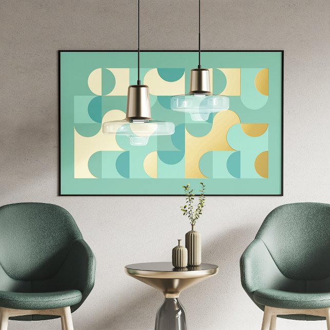 Chic Abstract Circles Wavy Gold Mosaic Art Pattern Foil Prints (Creator Uploaded)