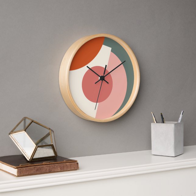 Chic Abstract Geometric Circles Mosaic Art Pattern Clock (Office)