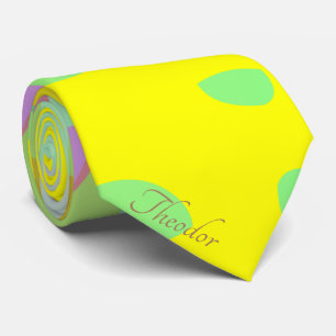 Chic Abstract Gold Butterfly Yellow Violet Pattern Tie