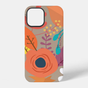 Chic Abstract Gold Leaf Colourful Flower iPhone 12 Case