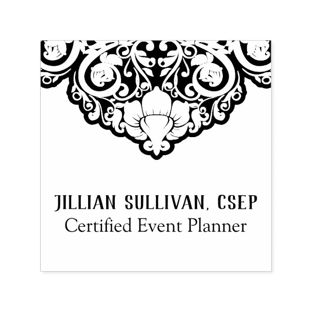 Chic Abstract Grey On Black Swirls Self-inking Stamp (Design)