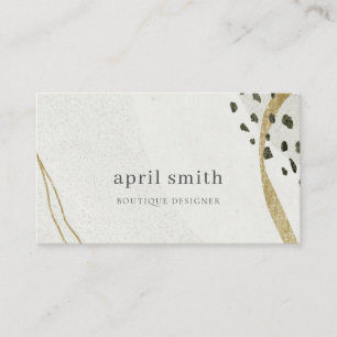 Chic Abstract Ivory Gold Black Grey Stone Texture Business Card