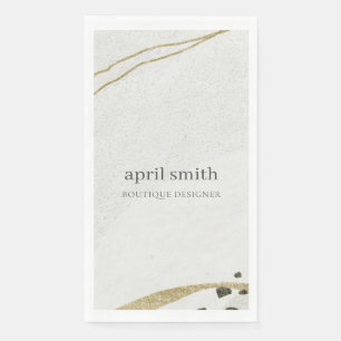 Chic Abstract Ivory Gold Black Grey Stone Texture Napkin