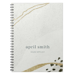 Chic Abstract Ivory Gold Black Grey Stone Texture Notebook