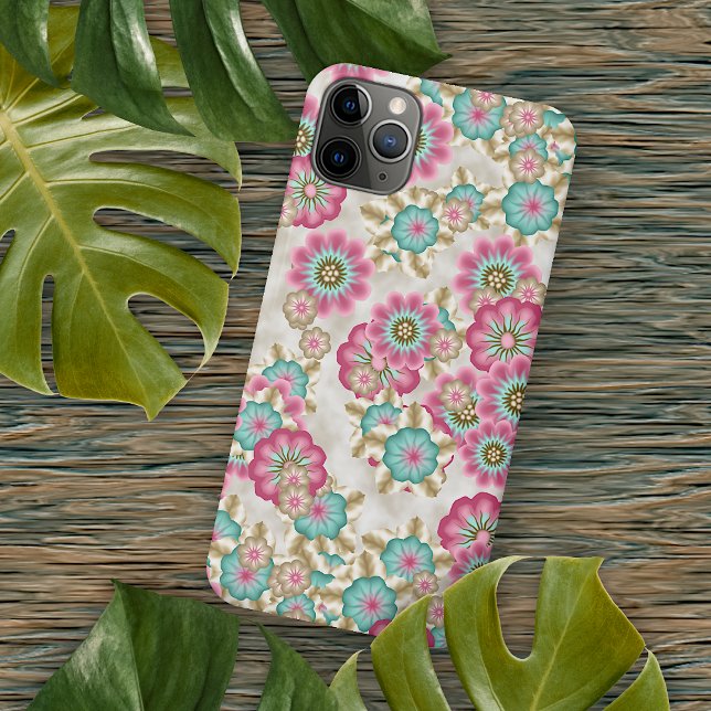 Chic Abstract Japanese Flowers Art Pattern iPhone Case (Creator Uploaded)