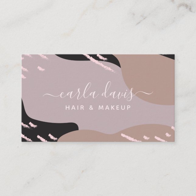 Chic Abstract Makeup Artist Business Card (Front)