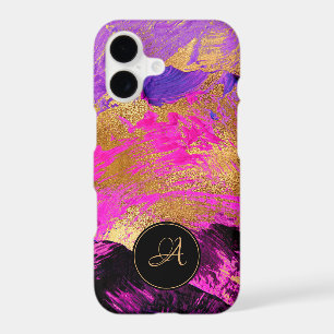 Chic abstract modern art purple pink gold glitter