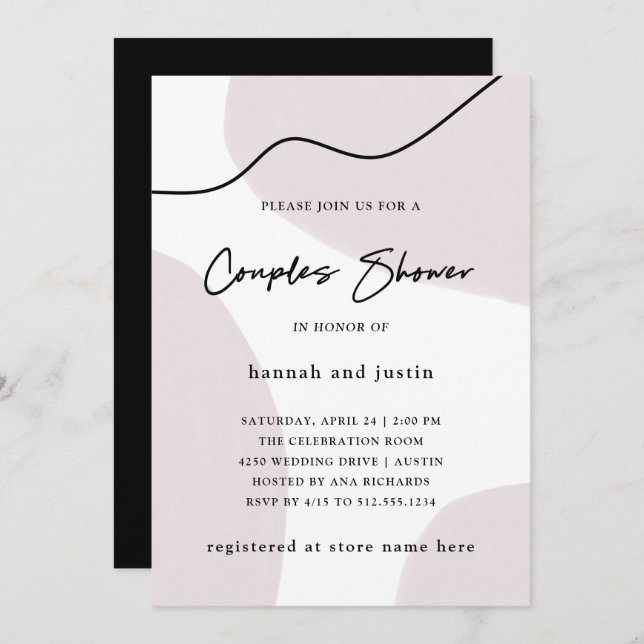 Chic Abstract Neutral | Watercolor Couples Shower Invitation (Front/Back)